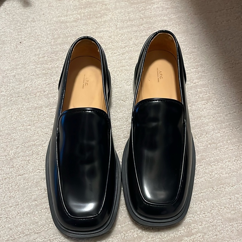 Never worn A.P.C black loafers size 38. With dust bag